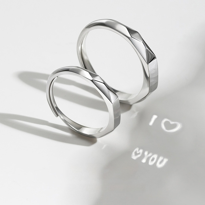 S925 Sterling Silver Rings By Light Reflect Show Surprise Love Pattern Surface Hidden Letters 10 S925 Sterling Silver Rings By Light Reflect Show Surprise Love Pattern Surface Hidden Letters - Image 10
