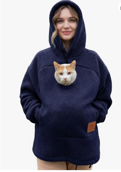 Hooded Sweatshirt With Pet Pockets Casual Loose Fit Warm Pullover Hoodie 3 Hooded Sweatshirt With Pet Pockets Casual Loose Fit Warm Pullover Hoodie - Image 3
