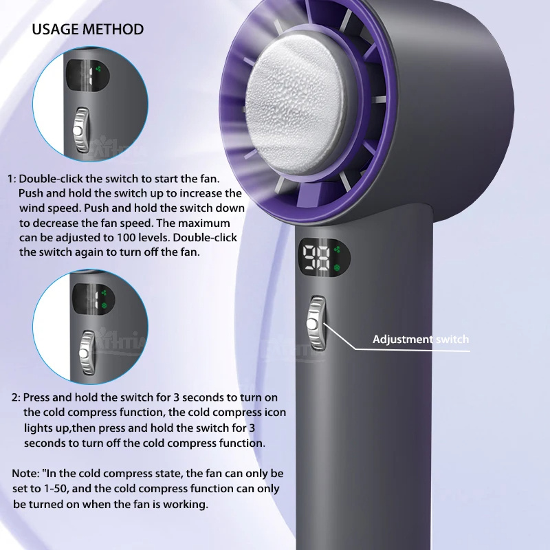 Handheld Turbo Fan 3000mAh Battery Wind Speeds Adjustable Mini Personal Fan 2 Handheld Turbo Fan 3000mAh Battery Wind Speeds Adjustable Mini Personal Fan - Image 2