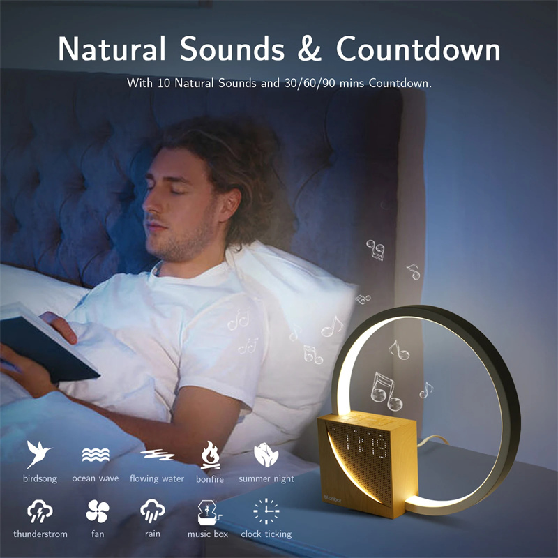 Bedside Lamp Touch Control, 3 Brightness Levels With Natural Sounds, With Alarm Clock 8 Bedside Lamp Touch Control, 3 Brightness Levels With Natural Sounds, With Alarm Clock - Image 8