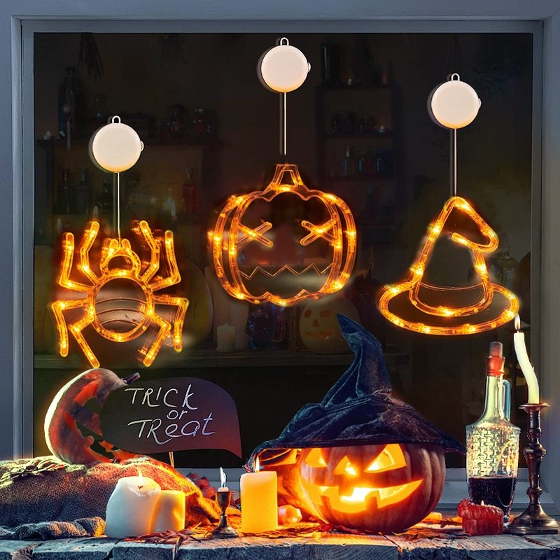 Halloween Window Hanging LED Lights Spider Pumpkin Hanging Ghost 5 Halloween Window Hanging LED Lights Spider Pumpkin Hanging Ghost - Image 5