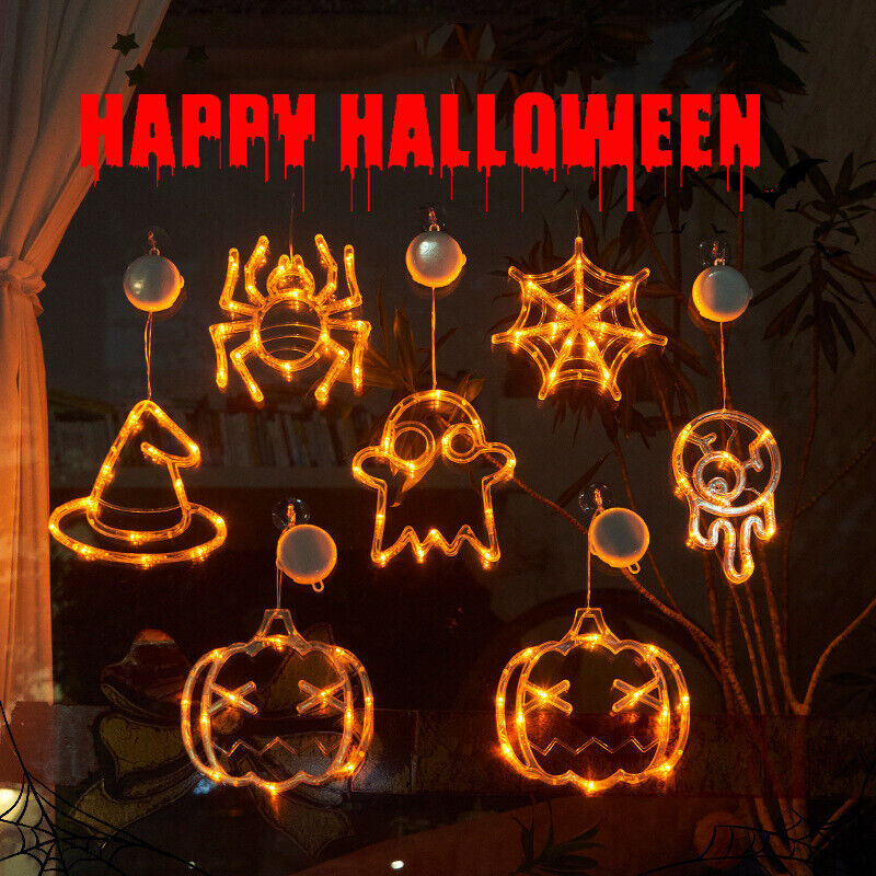 Halloween Window Hanging LED Lights Spider Pumpkin Hanging Ghost 4 Halloween Window Hanging LED Lights Spider Pumpkin Hanging Ghost - Image 4