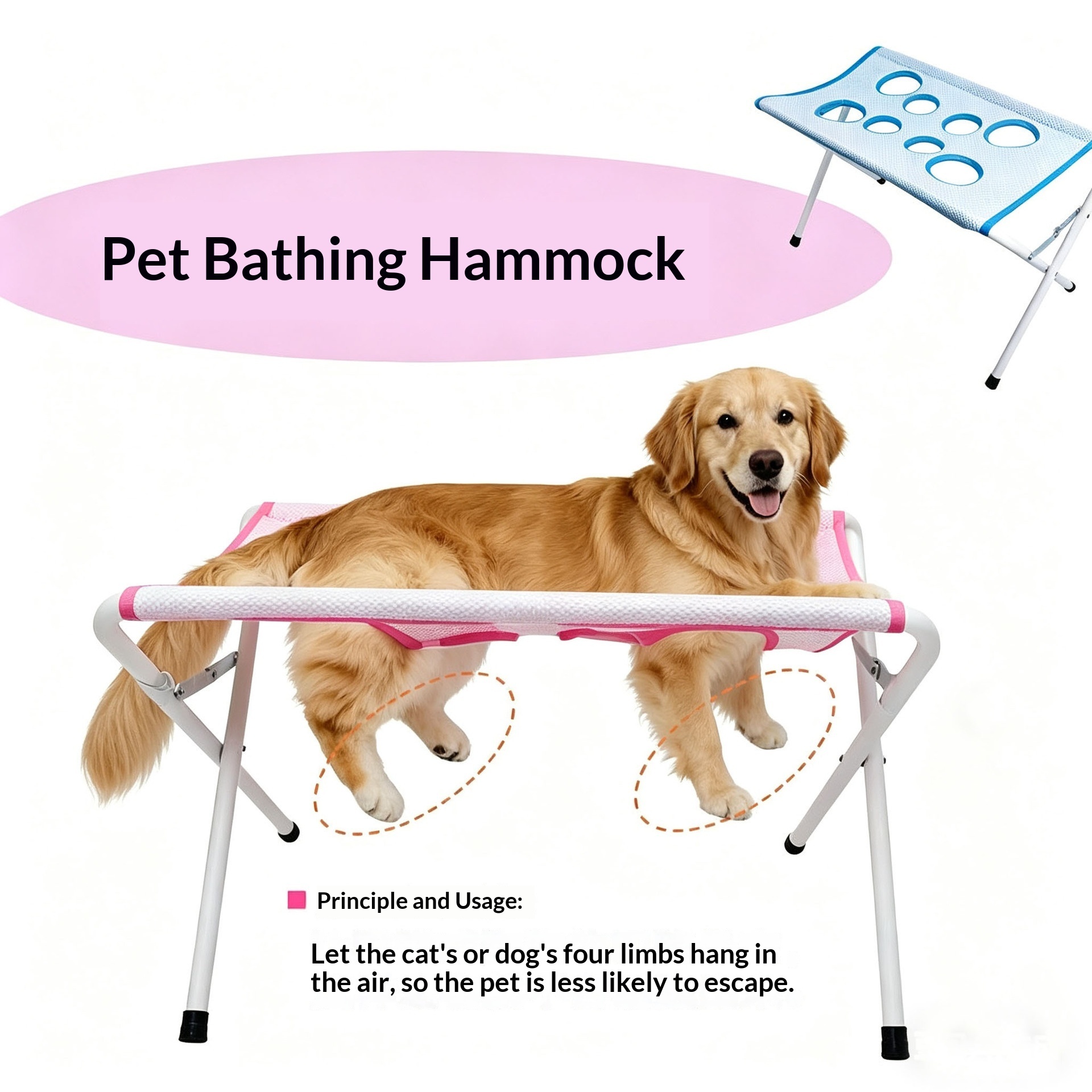 Foldable Pet Bathing Stand with Hammock - 2 Foldable Pet Bathing Stand with Hammock - - Image 2