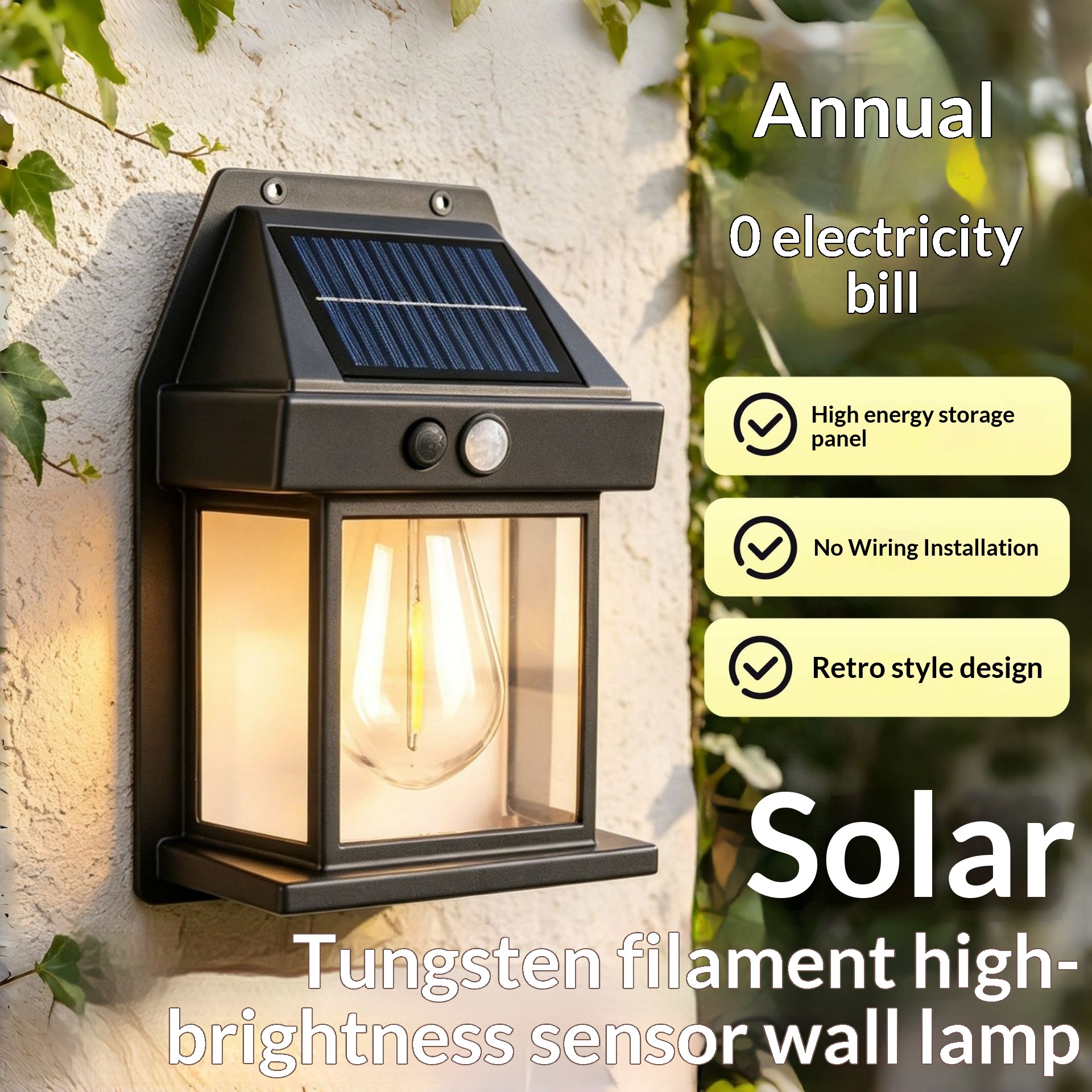 Solar Tungsten Wall Light With Motion Sensor IP65 Waterproof LED 9 Solar Tungsten Wall Light With Motion Sensor IP65 Waterproof LED - Image 9