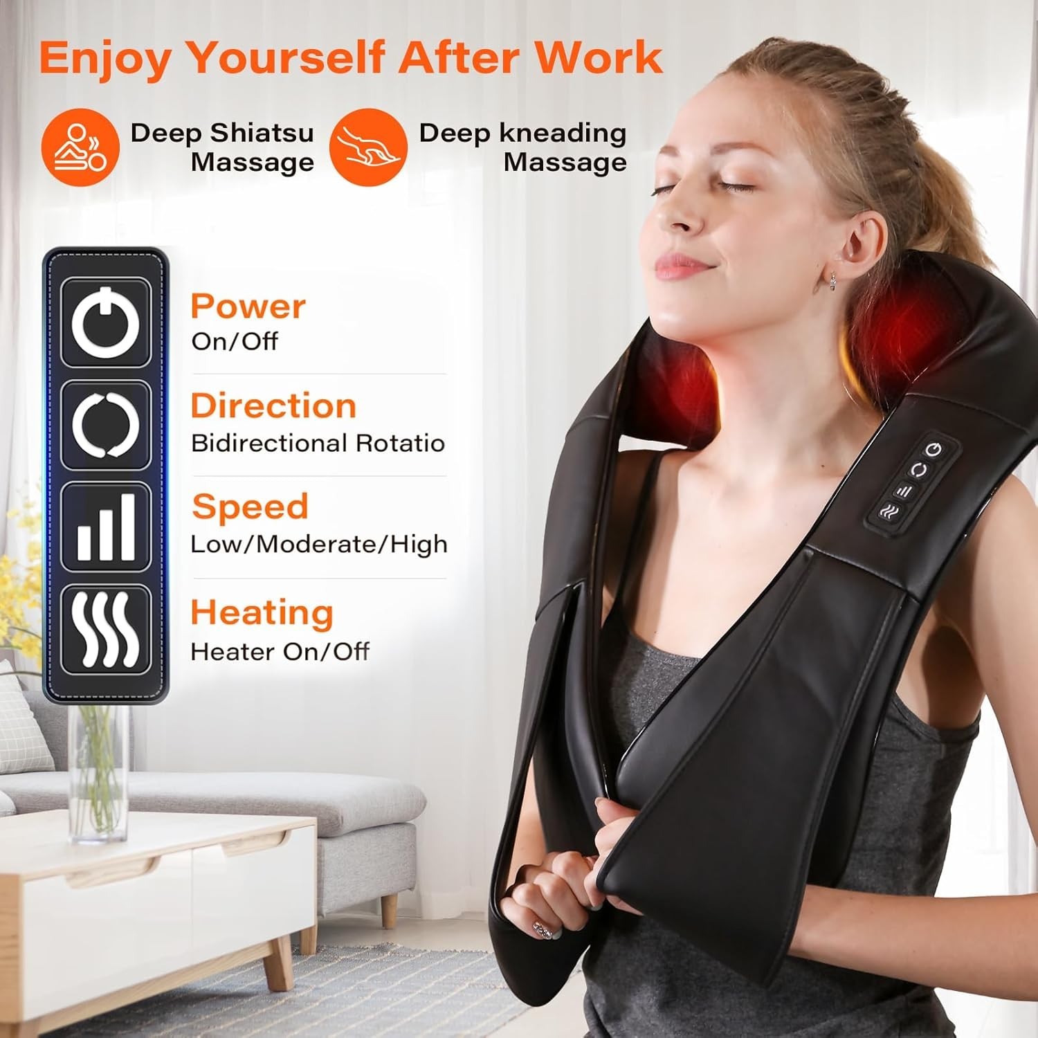 Neck Back Shoulder Massager With Heat & Kneading, Deep Tissue Massage 7 Neck Back Shoulder Massager With Heat & Kneading, Deep Tissue Massage - Image 7