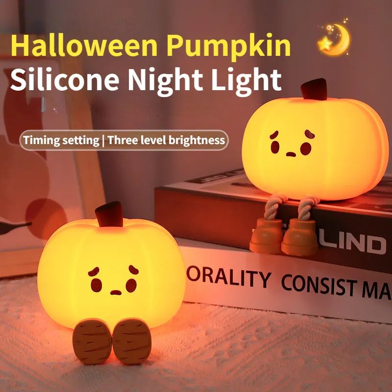 Soft Silicone Lamp Touch Dimmable Rechargeable Halloween Pumpkin Night Light 1 Soft Silicone Lamp Touch Dimmable Rechargeable Halloween Pumpkin Night Light