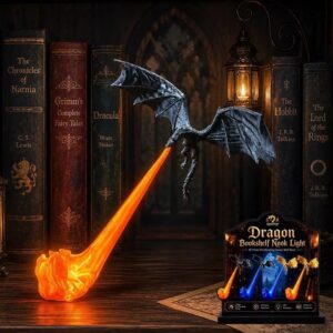 3D Printed Flying Dragon Fire Breathing Dragon Bookshelf Nook Light