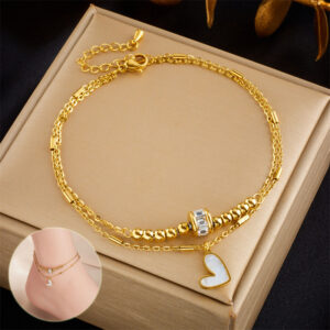 Double Layer Chain With Heart for Bracelet & Anklet