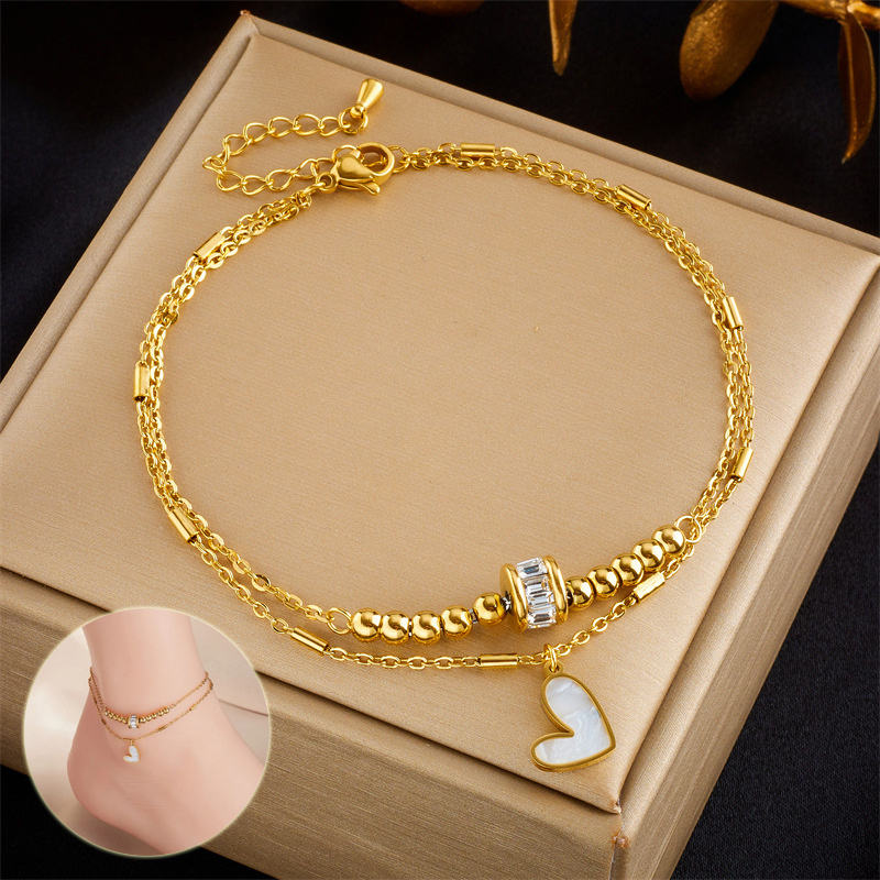 Double Layer Chain With Heart for Bracelet & Anklet 1 Double Layer Chain With Heart for Bracelet & Anklet