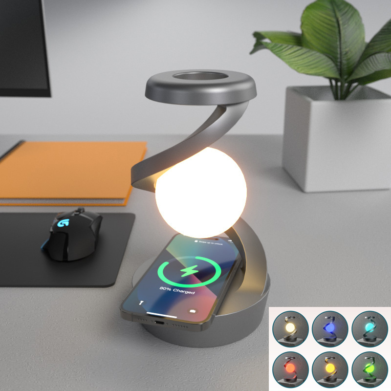 Rotating Moon Desk Lamp With Phone Wireless Charging Sensor 1 Rotating Moon Desk Lamp With Phone Wireless Charging Sensor