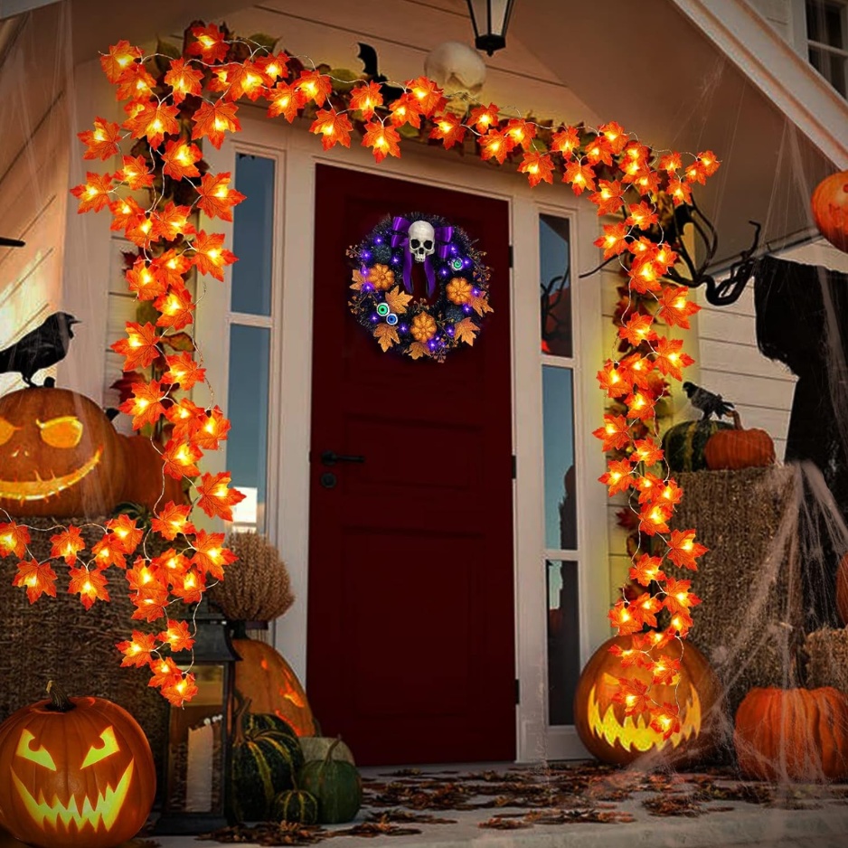 3 Pack Halloween Fall Decor 30Ft Fall Garland With Lights 60LED 7 3 Pack Halloween Fall Decor 30Ft Fall Garland With Lights 60LED - Image 7