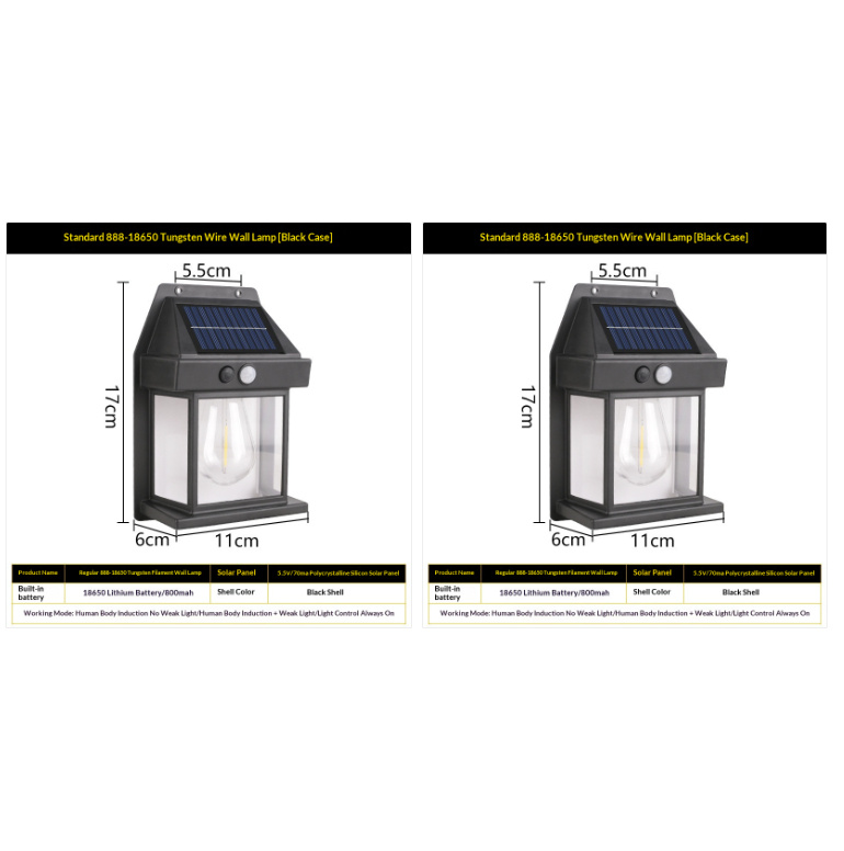 Solar Tungsten Wall Light With Motion Sensor IP65 Waterproof LED 6 Solar Tungsten Wall Light With Motion Sensor IP65 Waterproof LED - Image 6