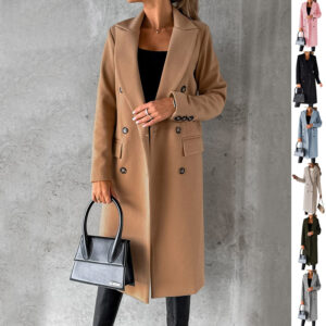Lapel Long Coat Jacket For Women