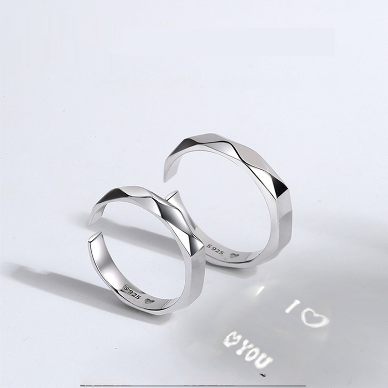 S925 Sterling Silver Rings By Light Reflect Show Surprise Love Pattern Surface Hidden Letters 2 S925 Sterling Silver Rings By Light Reflect Show Surprise Love Pattern Surface Hidden Letters - Image 2