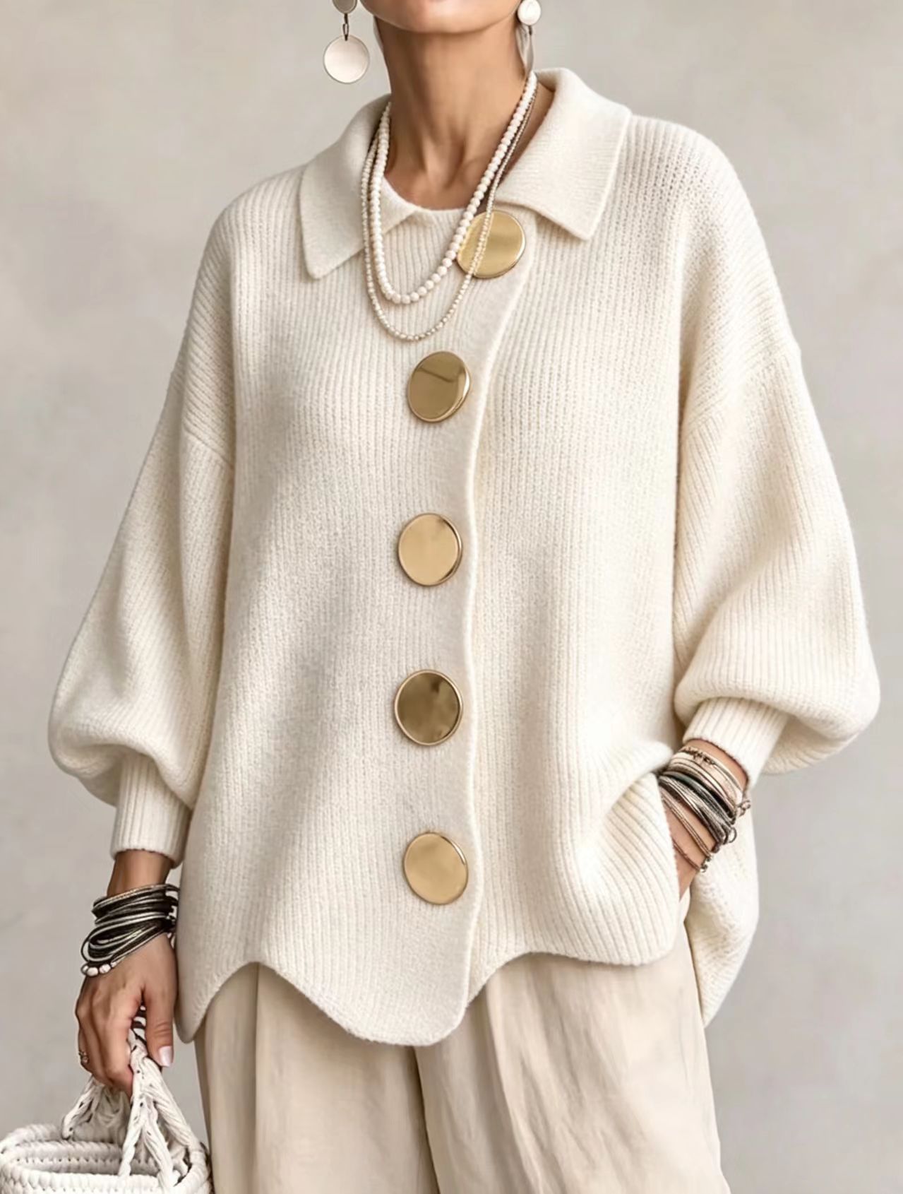 Button-down Cardigan Knitted Jacket 3 Button-down Cardigan Knitted Jacket - Image 3