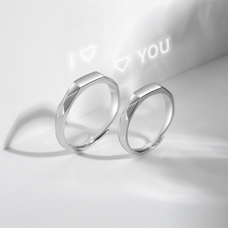 S925 Sterling Silver Rings By Light Reflect Show Surprise Love Pattern Surface Hidden Letters 6 S925 Sterling Silver Rings By Light Reflect Show Surprise Love Pattern Surface Hidden Letters - Image 6