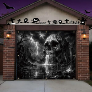 Skull And Pumpkin Lantern Decorative Banner