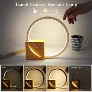 Bedside Lamp Touch Control, 3 Brightness Levels With Natural Sounds, With Alarm Clock