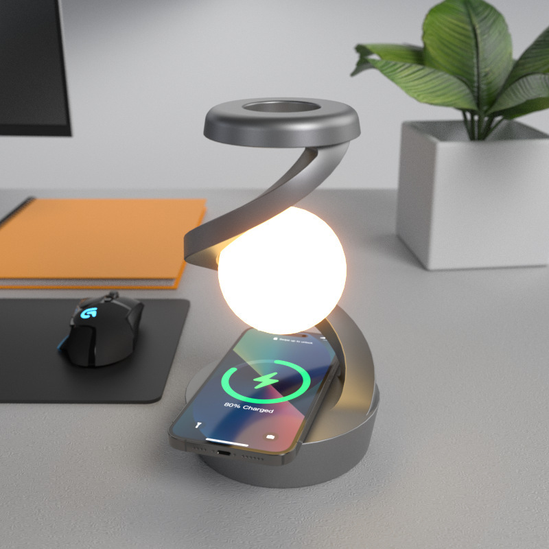 Rotating Moon Desk Lamp With Phone Wireless Charging Sensor 9 Rotating Moon Desk Lamp With Phone Wireless Charging Sensor - Image 9