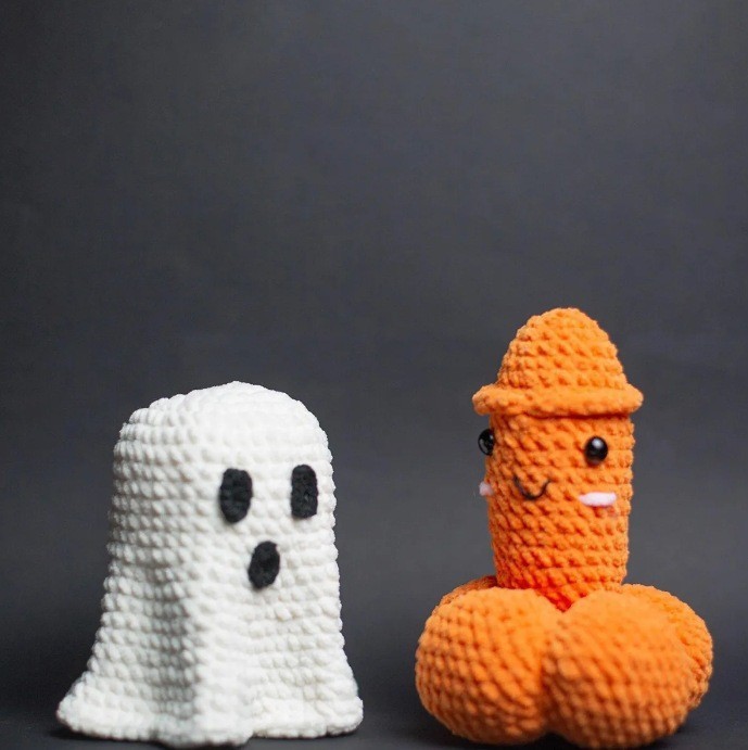 Handmade Crocheted Halloween Pumpkin Ghost Decoration 4 Handmade Crocheted Halloween Pumpkin Ghost Decoration - Image 4