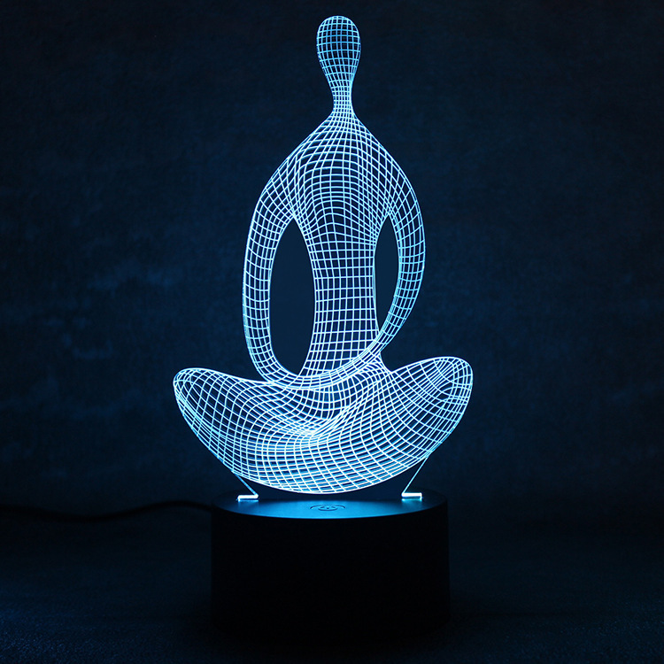 3D 7 Color Changing Yoga LED Meditation Acrylic Night Light 3 3D 7 Color Changing Yoga LED Meditation Acrylic Night Light - Image 3