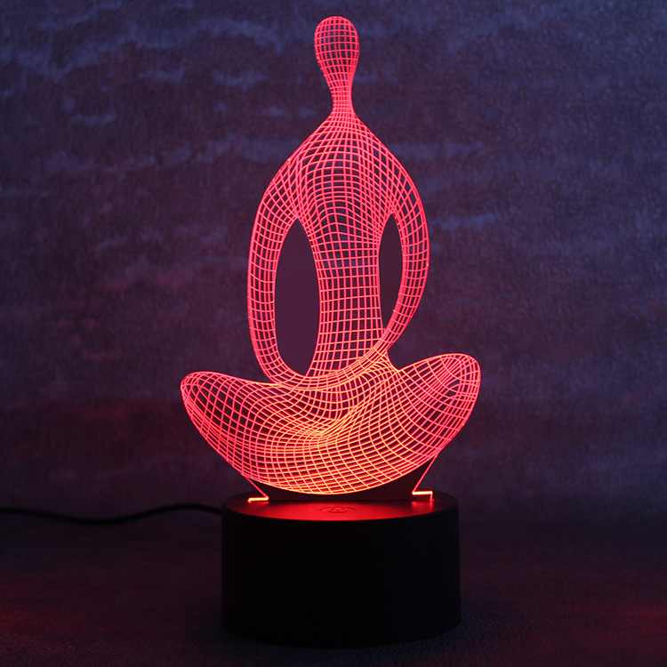 3D 7 Color Changing Yoga LED Meditation Acrylic Night Light 2 3D 7 Color Changing Yoga LED Meditation Acrylic Night Light - Image 2