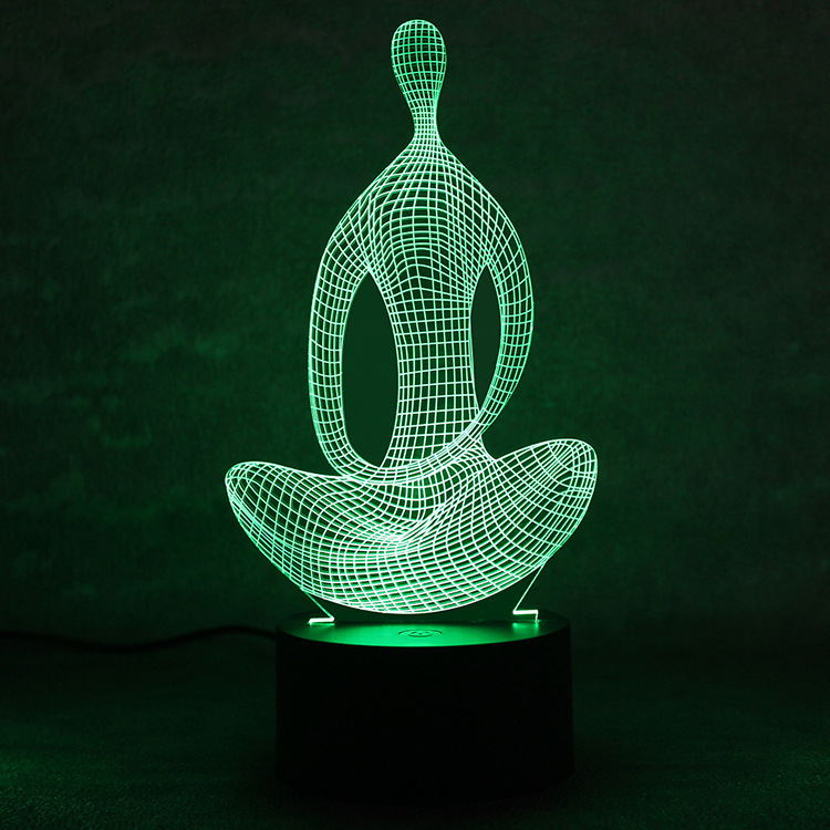 3D 7 Color Changing Yoga LED Meditation Acrylic Night Light 4 3D 7 Color Changing Yoga LED Meditation Acrylic Night Light - Image 4