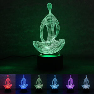 3D 7 Color Changing Yoga LED Meditation Acrylic Night Light