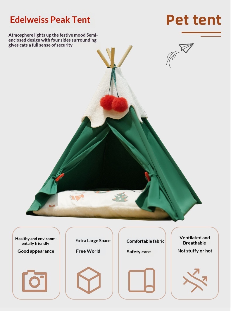 Warm Semi-Enclosed Winter House Christmas Tree Pet Bed 32 Warm Semi-Enclosed Winter House Christmas Tree Pet Bed - Image 2