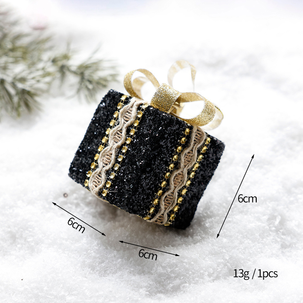 Black And Gold Plush Christmas Ball Christmas Tree Ornament 2 Black And Gold Plush Christmas Ball Christmas Tree Ornament - Image 2