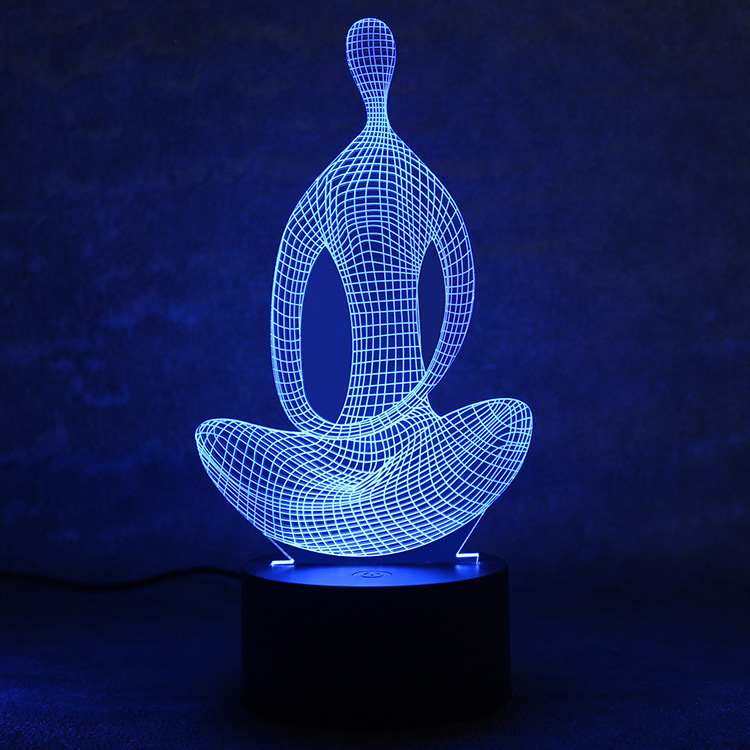 3D 7 Color Changing Yoga LED Meditation Acrylic Night Light 5 3D 7 Color Changing Yoga LED Meditation Acrylic Night Light - Image 5