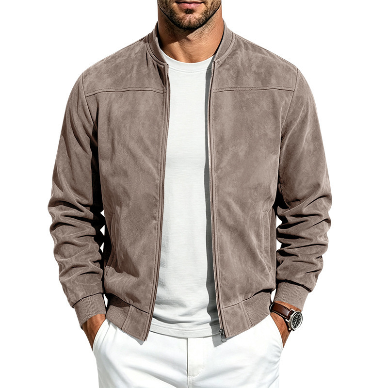 Suede Long Sleeve Zip Up Jacket for Men 5 Suede Long Sleeve Zip Up Jacket for Men - Image 5