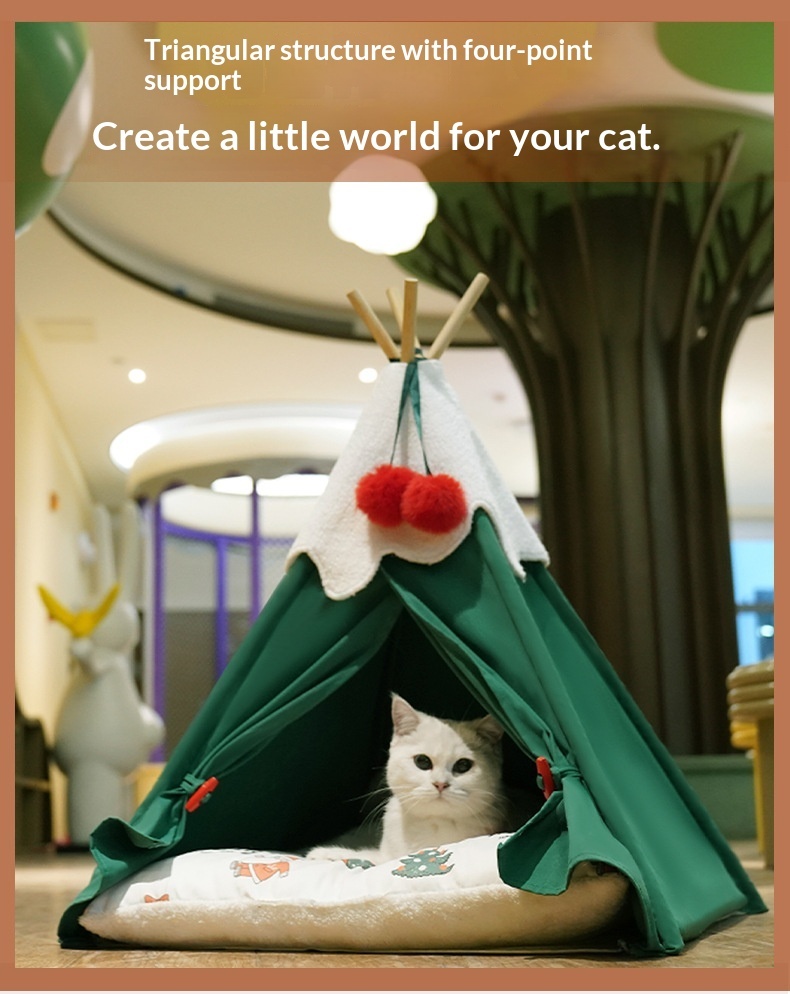 Warm Semi-Enclosed Winter House Christmas Tree Pet Bed 38 Warm Semi-Enclosed Winter House Christmas Tree Pet Bed - Image 8