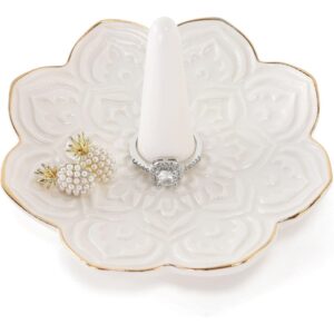 Ceramic White Mandala Ring Holder