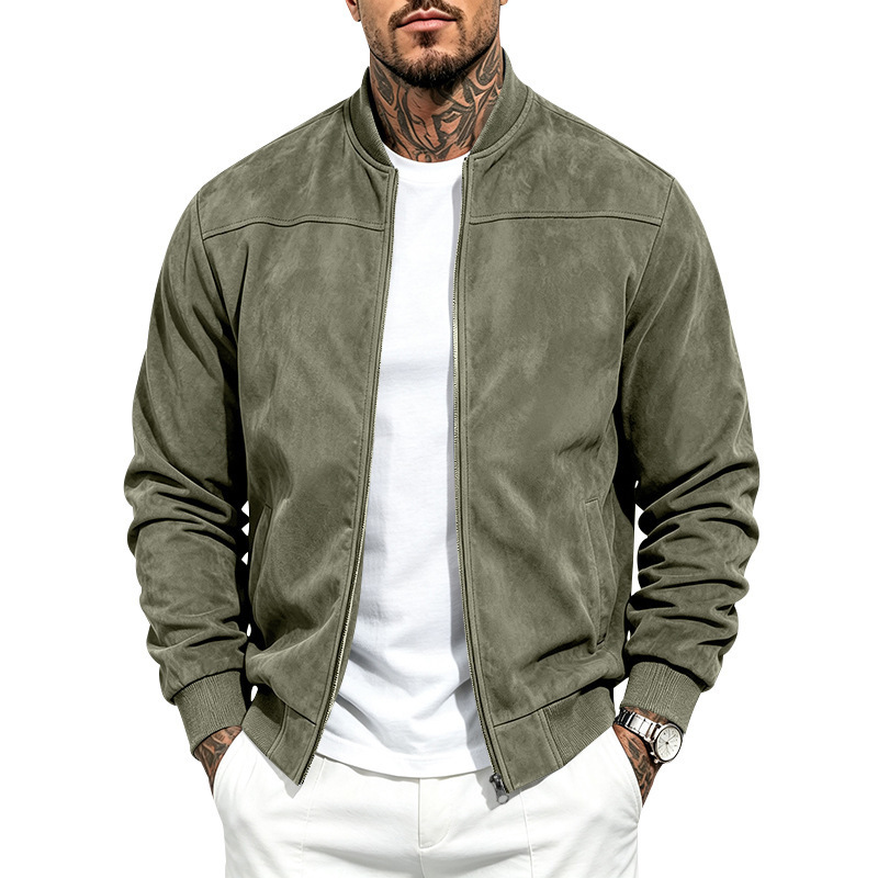 Suede Long Sleeve Zip Up Jacket for Men 10 Suede Long Sleeve Zip Up Jacket for Men - Image 10
