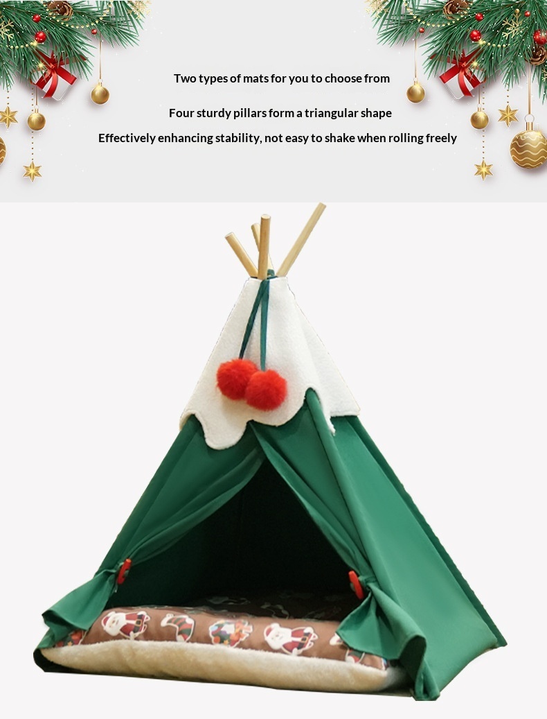 Warm Semi-Enclosed Winter House Christmas Tree Pet Bed 37 Warm Semi-Enclosed Winter House Christmas Tree Pet Bed - Image 7