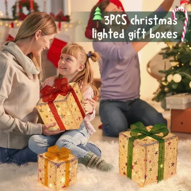 3 Pcs Christmas Gift Box Lighted Up with Remote Control 8 3 Pcs Christmas Gift Box Lighted Up with Remote Control - Image 8