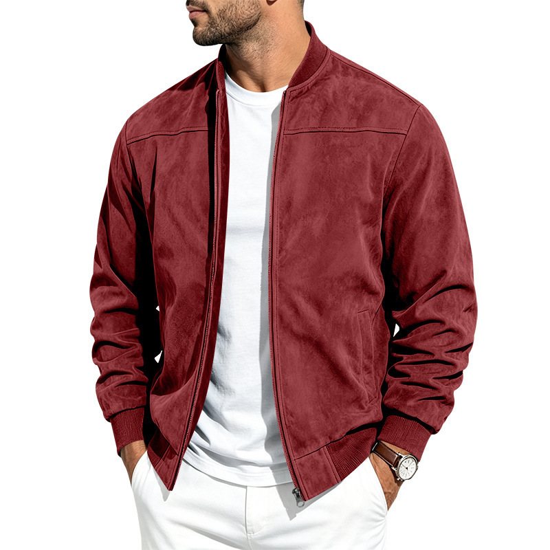 Suede Long Sleeve Zip Up Jacket for Men 6 Suede Long Sleeve Zip Up Jacket for Men - Image 6