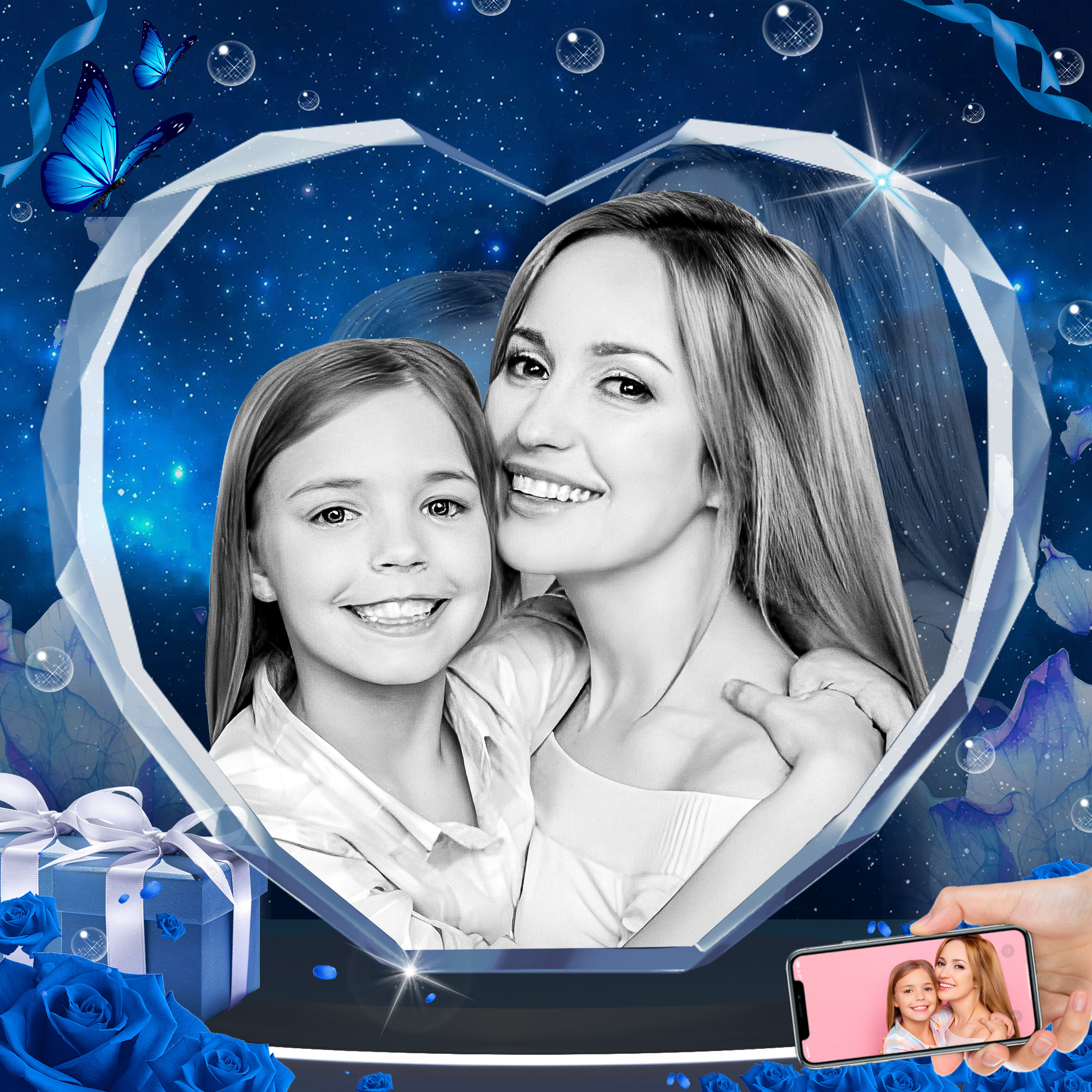 3D Crystal Photo, Laser Engraved Custom Picture Gift 1 3D Crystal Photo, Laser Engraved Custom Picture Gift