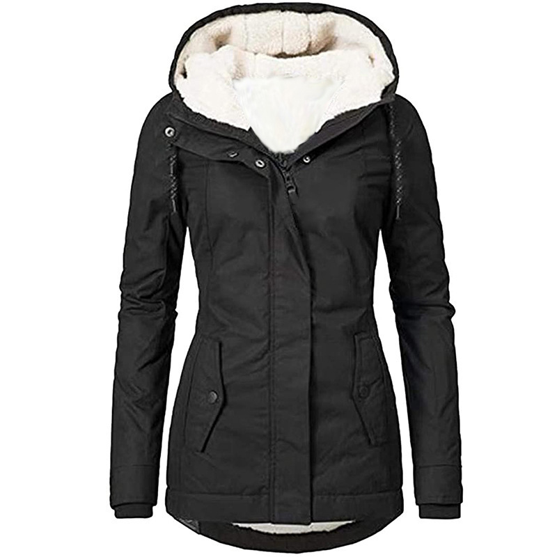 Solid Color Long Sleeve Zipper Fleece Padded Coat 8 Solid Color Long Sleeve Zipper Fleece Padded Coat - Image 8