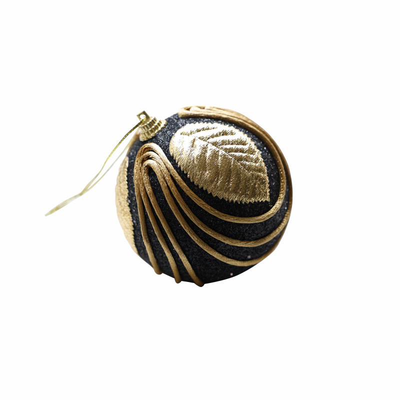 Black And Gold Plush Christmas Ball Christmas Tree Ornament 10 Black And Gold Plush Christmas Ball Christmas Tree Ornament - Image 10