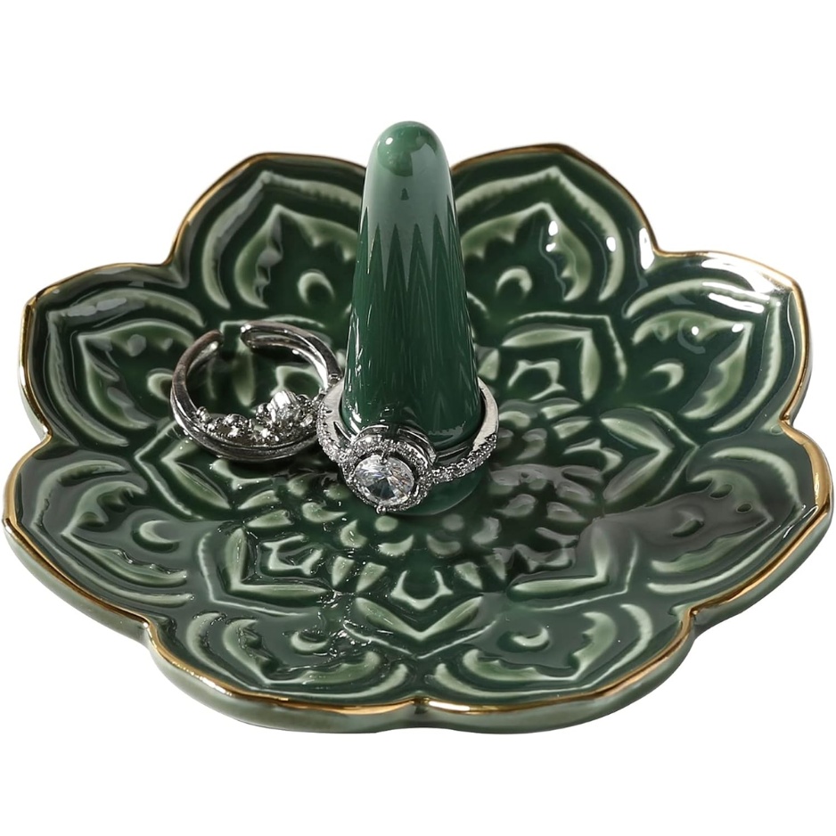 Ceramic White Mandala Ring Holder 4 Ceramic White Mandala Ring Holder - Image 4
