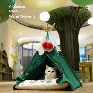 Warm Semi-Enclosed Winter House Christmas Tree Pet Bed