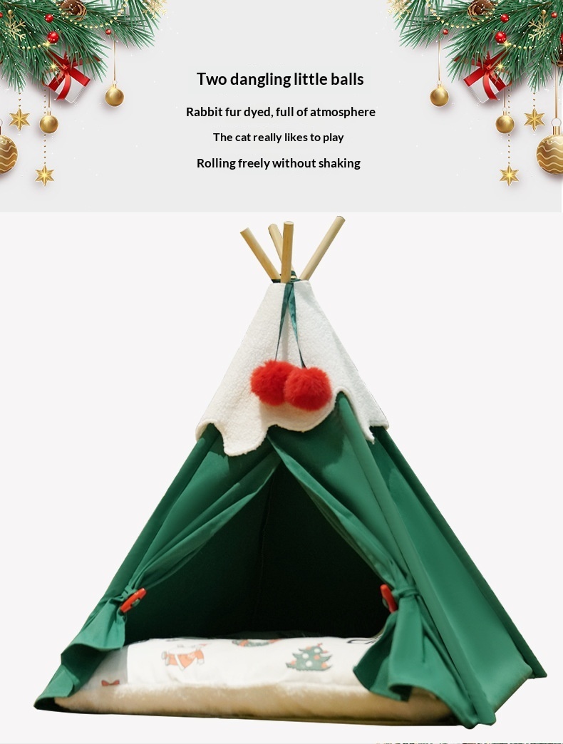 Warm Semi-Enclosed Winter House Christmas Tree Pet Bed 36 Warm Semi-Enclosed Winter House Christmas Tree Pet Bed - Image 6