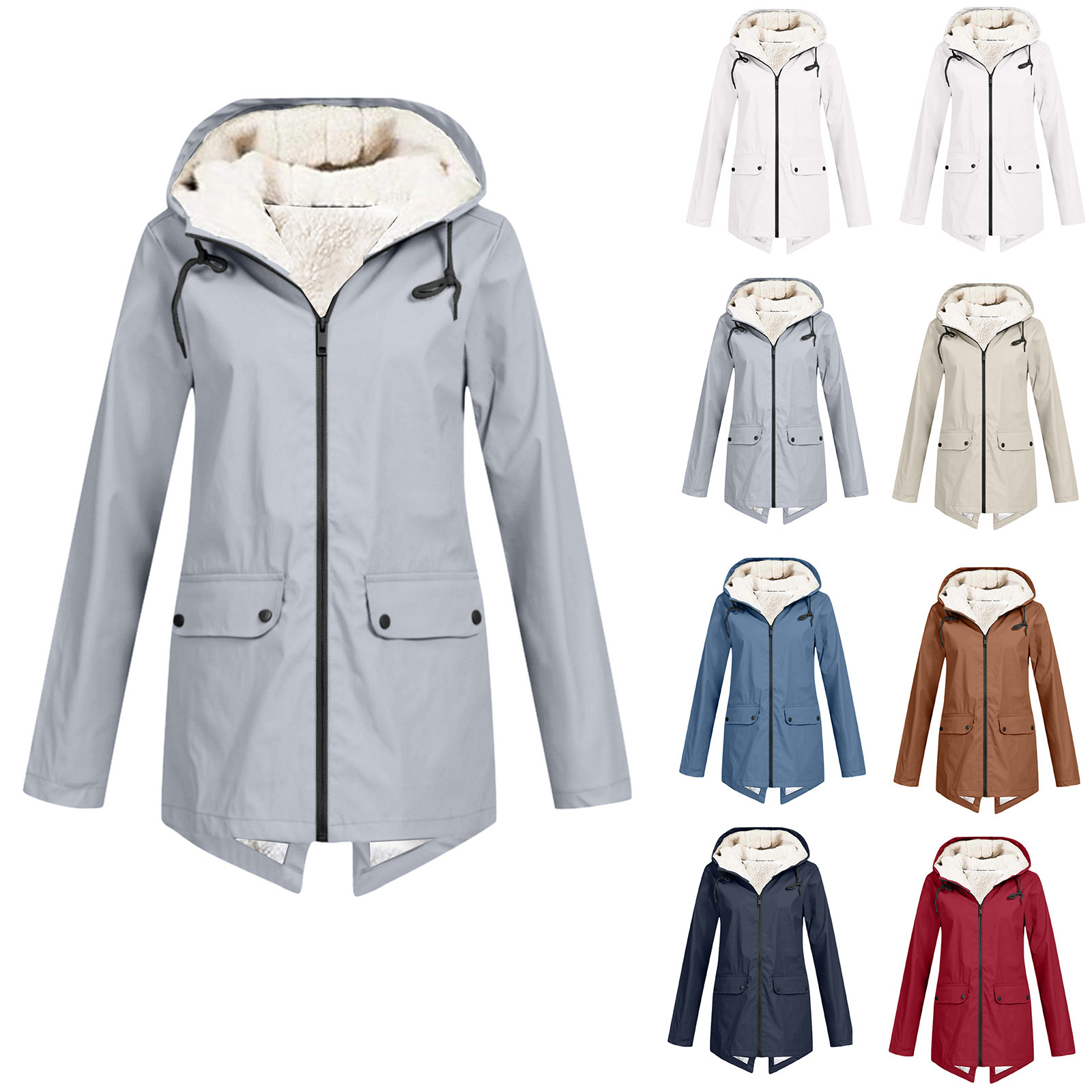 Hooded Coat Fleece Padded Waterproof Jacket 4 Hooded Coat Fleece Padded Waterproof Jacket - Image 4