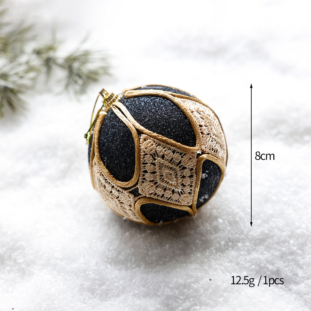 Black And Gold Plush Christmas Ball Christmas Tree Ornament 9 Black And Gold Plush Christmas Ball Christmas Tree Ornament - Image 9