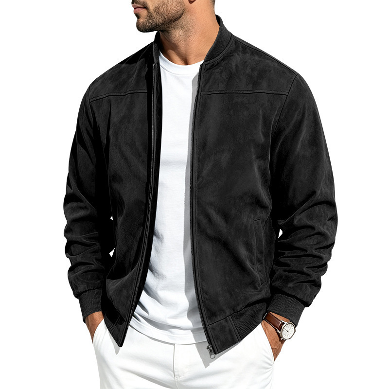Suede Long Sleeve Zip Up Jacket for Men 2 Suede Long Sleeve Zip Up Jacket for Men - Image 2