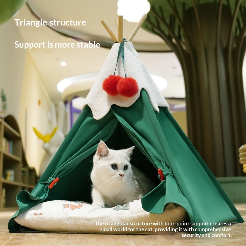 Warm Semi-Enclosed Winter House Christmas Tree Pet Bed 33 Warm Semi-Enclosed Winter House Christmas Tree Pet Bed - Image 3