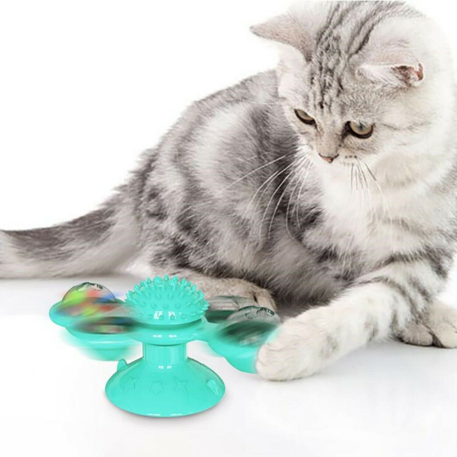 Rotating Interactive Windmill Cat Toy With Suction Cup 1 Rotating Interactive Windmill Cat Toy With Suction Cup