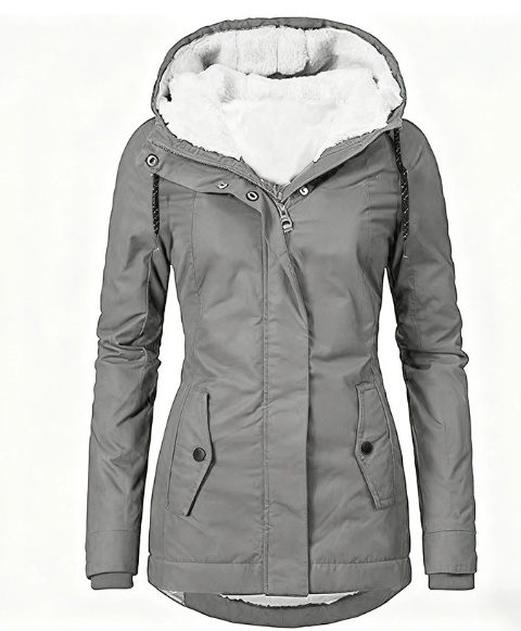 Solid Color Long Sleeve Zipper Fleece Padded Coat 5 Solid Color Long Sleeve Zipper Fleece Padded Coat - Image 5